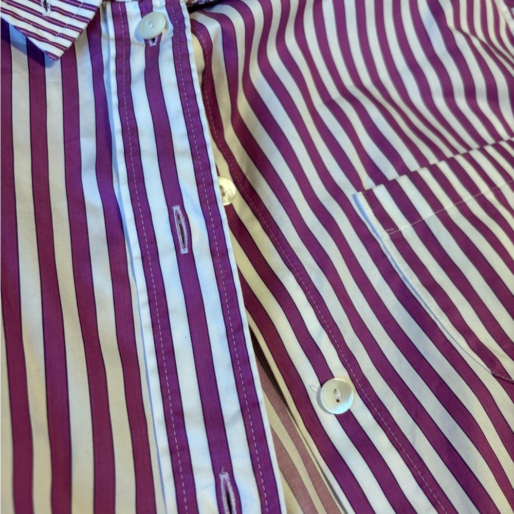 Emporio Armani button up purple & white shirt excellent co. QR code authentic